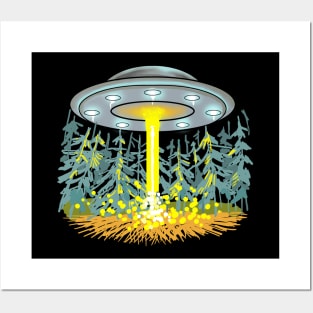 Flying saucer landing Posters and Art